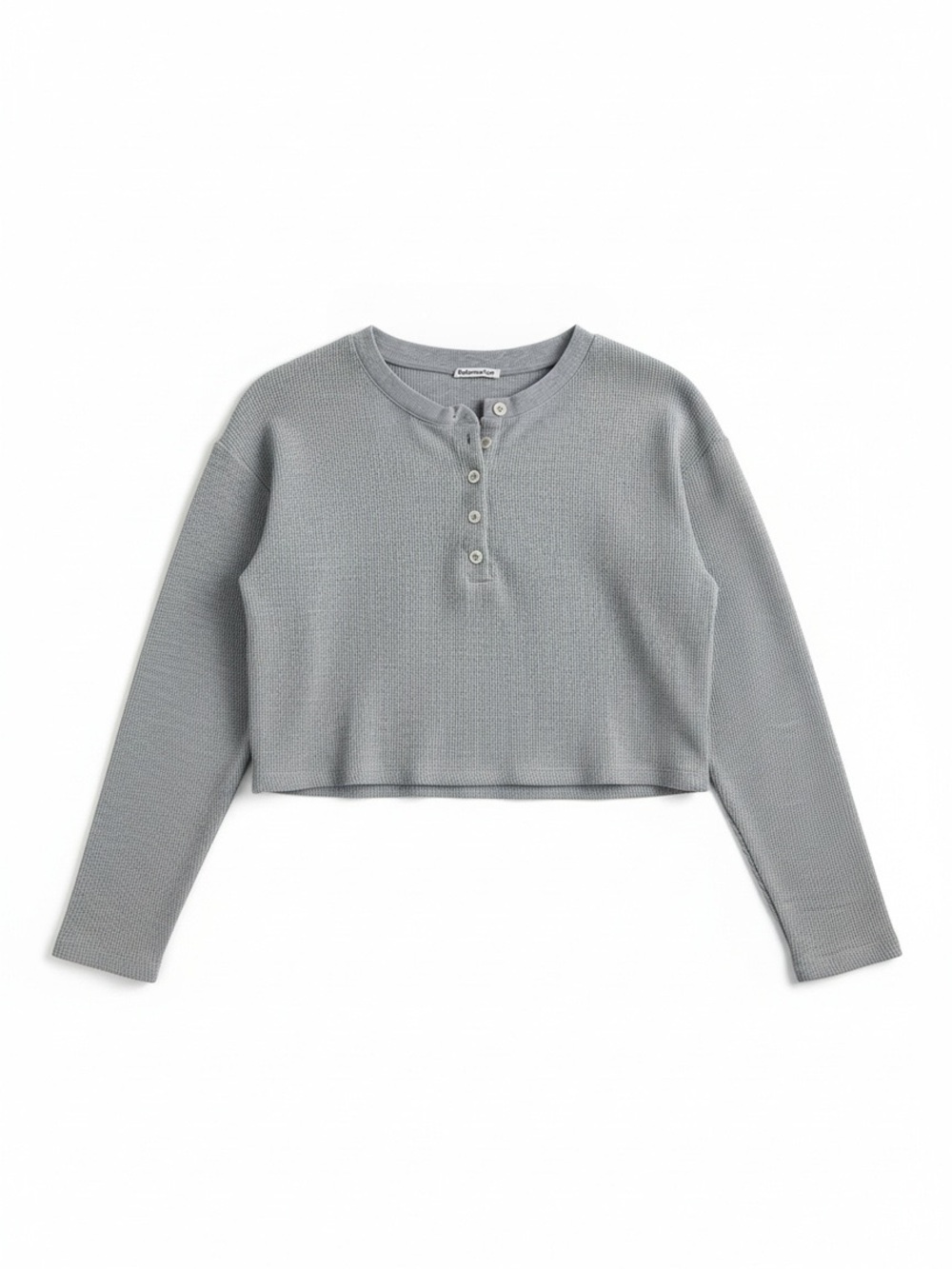 Reformation Jill Thermal Long Sleeve Henley Tee in Heather Gray - sz M